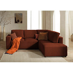 Lisa Design Livy - canapé d'angle convertible - avec coffre - en velours côtelé - 5 places - droit Livy - canapé d'angle convertible - avec coffre - en velours côtelé - 5 places - droit - Terracotta