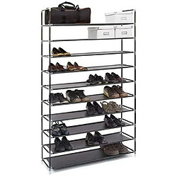 Relaxdays 10019127 Étagère à chaussures XXL pour 50 paires meuble range-souliers 10 étages compartiments HlP: rangement couloir cave 175,5 x 100 x 29 cm- noir 