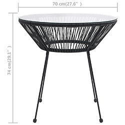 Avis vidaXL Table à manger de jardin Noir Ø70x74 cm Rotin et verre