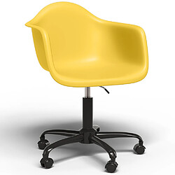 ICONIK INTERIOR Chaise de bureau avec accoudoirs - Chaise de bureau avec roulettes - Structure noire Weston Jaune