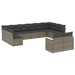 Maison Chic Salon de jardin avec coussins 12 pcs, Ensemble Tables et chaises de jardin, gris résine tressée -GKD534694