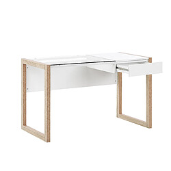 Acheter Beliani Bureau blanc / effet bois clair 120 x 60 cm avec tiroir JENKS