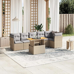 vidaXL Salon de jardin avec coussins 7 pcs beige résine tressée 