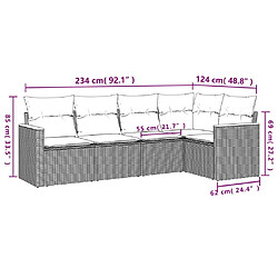 vidaXL Salon de jardin avec coussins 5 pcs beige résine tressée pas cher