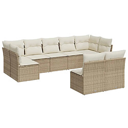 vidaXL Salon de jardin avec coussins 9 pcs beige résine tressée