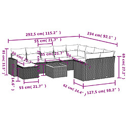 Avis vidaXL Salon de jardin 11 pcs avec coussins beige résine tressée