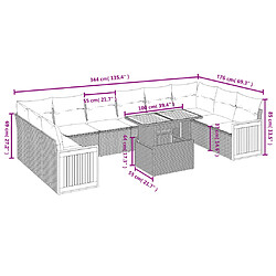 Avis vidaXL Salon de jardin 11 pcs avec coussins noir résine tressée