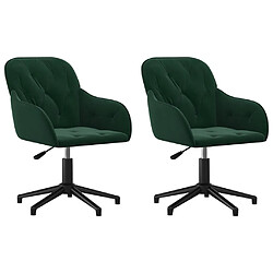 vidaXL Chaises pivotantes à manger lot de 2 Vert foncé Velours