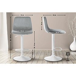 Non Lot de 2 tabourets de bar Divo velours blanc