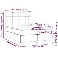 Acheter vidaXL Sommier à lattes de lit matelas et LED Noir 140x200 cm Tissu