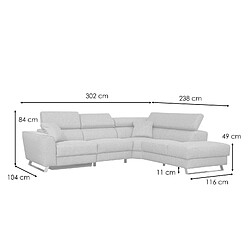 Acheter Courtois Laville Canapé d'angle droit 5 places avec un relaxation tissu marron noix - Stegen