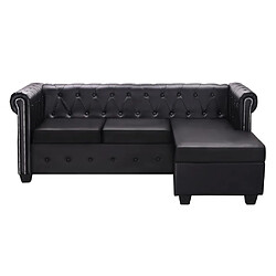 vidaXL Canapé Chesterfield en forme de L cuir synthétique noir