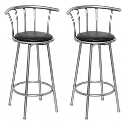 Helloshop26 Lot de 2 tabourets de bar bois noir design moderne 1202011 