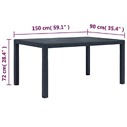 Acheter vidaXL Table de jardin Anthracite 150x90x72 cm Plastique Aspect rotin