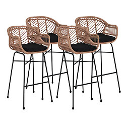 Lisa Design Rosano - lot de 4 tabourets - effet rotin - bois et noir Rosano - lot de 4 tabourets - effet rotin - bois et noir - Noir / Bois