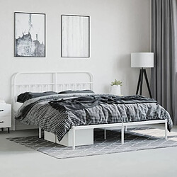 Acheter Maison Chic Lit adulte 160x200cm- Cadre de lit métal avec tête de lit pour chambre blanc -MN91384