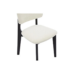 Vente-Unique Lot de 6 chaises en tissu bouclette et bois d'hévéa - Blanc et Noir - JASMENA pas cher