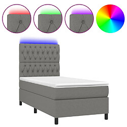 vidaXL Sommier à lattes de lit et matelas et LED Gris foncé 100x200 cm