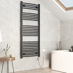 EMKE Sèche-Serviettes Électrique avec Élément Chauffant Thermostat, Chauffe Serviettes à Température Constante de la Salle de Bain, Baguette Chauffante avec Minuterie, 140x60cm, 600W, Anthracite 