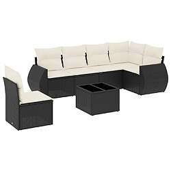 Maison Chic Salon de jardin 7 pcs avec coussins | Ensemble de Table et chaises | Mobilier d'Extérieur noir résine tressée -GKD82931