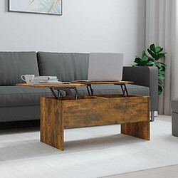 Maison Chic Tabls basse,Table Console pour salon Chêne fumé 102x50,5x46,5 cm Bois d'ingénierie -MN47723