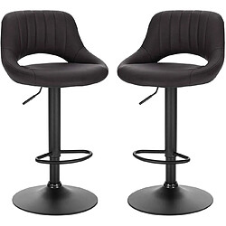 Helloshop26 Lot de 2 tabourets de bar synthétique et acier anthracite 19_0000162 