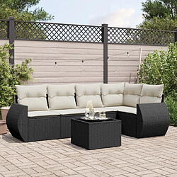 vidaXL Salon de jardin 6 pcs avec coussins noir résine tressée 