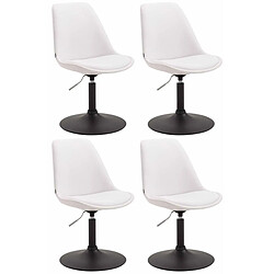 Decoshop26 Lot de 4 chaises de salle à manger pivotante hauteur réglable en PVC blanc et pied trompette métal noir 10_0001806 