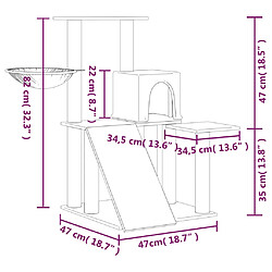 vidaXL Arbre à chat avec griffoirs en sisal Gris clair 82 cm pas cher