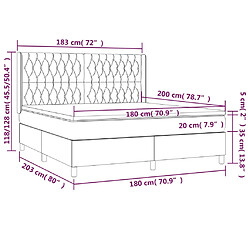 vidaXL Sommier à lattes de lit matelas et LED Crème 180x200 cm Tissu pas cher