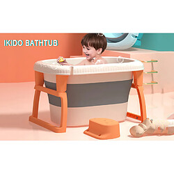 Avis IKIDO Baignoire pliable ultra compact, coussin de bain inclu, bouchon de vidange, pieds pliable, antidérapant et facile à ranger (orange)