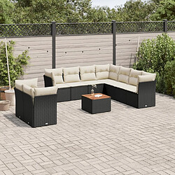 Maison Chic Salon de jardin 11 pcs avec coussins, Ensemble Tables et chaises d'extérieur noir résine tressée -GKD810399