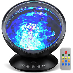 Universal Projecteur de vagues, lumière de nuit, mode 7, télécommande, projecteur océan LED, haut-parleur, lecteur de musique intégré, éclairage océan, vagues, éclairage aurore, chambre à coucher, salon, fête, Noël, (noir) 