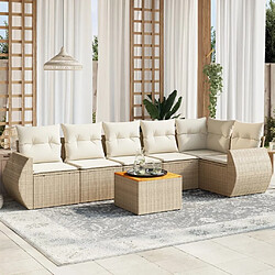 Maison Chic Salon de jardin avec coussins 7 pcs | Ensemble de Table et chaises | Mobilier d'Extérieur beige résine tressée -GKD35050