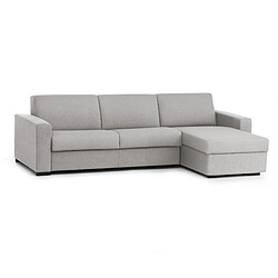 Avis Autrement Talamo Italia Canapé-lit d'angle Elisabetta, Made in Italy, Ouverture pivotante avec matelas et filet inclus, avec péninsule conteneur réversible, avec accoudoirs standard, Cm: 280x95h90, couleur Gris