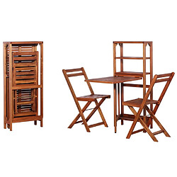 Maison Chic Mobilier de table de bistro pliable et chaises de jardin 3 pcs Bois d'acacia solide -GKD185837