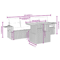 Avis vidaXL Salon de jardin avec coussins 5 pcs beige résine tressée