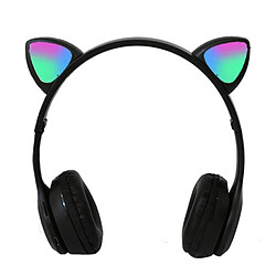 Yonis Casque Audio Bluetooth LED Oreilles De Chat Rose Casque Audio Sans Fil LED Oreilles De Chat Rose Pour Gaming Confort HiFi Black YONIS