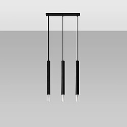 Luminaire Center Suspension Wezyr Bar Verre,acier Noir 3 ampoules 120cm