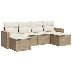 vidaXL Salon de jardin avec coussins 6 pcs beige résine tressée