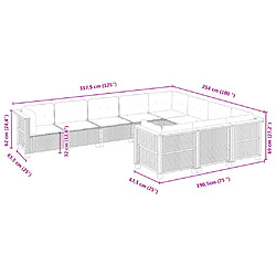 vidaXL Salon de jardin avec coussins 10 pcs gris résine tressée pas cher