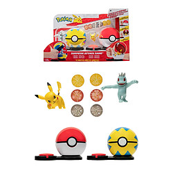 Warner Bros. Games Bandai - Pokémon - Poké Ball attaque surprise - Jeu combat - 2 Poké Balls avec leur Pokémon et 6 disques d'attaques - Pikachu et Machoc - JW2721