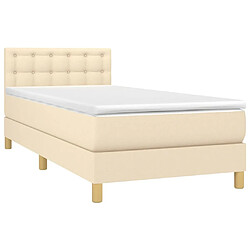 Avis Sommier à lattes LED,Cadre à lattes de lit avec matelas pour Adulte Crème 90x190 cm Tissu -MN55712