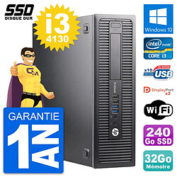 PC HP ProDesk 600 G1 SFF Intel Core i3-4130 RAM 32Go SSD 240Go Windows 10 Wifi - Occasion