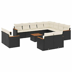 Maison Chic Salon de jardin avec coussins 13 pcs | Ensemble de Table et chaises | Mobilier d'Extérieur noir résine tressée -GKD64624