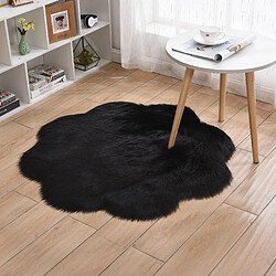 LUUCOZK Tapis moelleux en fausse fourrure pour chambre à coucher, salon-noir-Fleurs de prunier 90x90CM