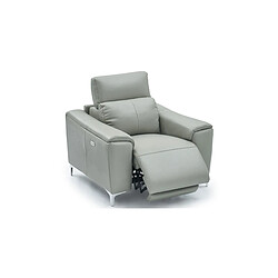 Avis La Maison Du Canapé Fauteuil relaxation électrique 1 place en cuir BIANCA - Gris clair Gris perle