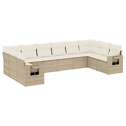 Maison Chic Salon de jardin avec coussins 10 pcs, Ensemble Tables et chaises de jardin, beige résine tressée -GKD805140