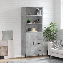 vidaXL Buffet haut Gris béton 69,5x34x180 cm Bois d'ingénierie