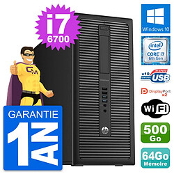 PC Tour HP EliteDesk 800 G2 Intel i7-6700 RAM 64Go Disque 500Go Windows 10 Wifi - Occasion